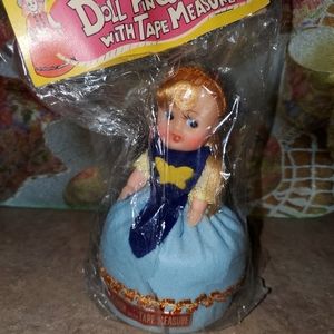 NOS Doll Pin Cushion Tape Measure MI Japan Kitsch